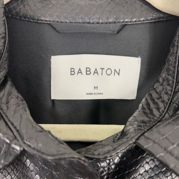 Babaton Aritzia Black Snakeskin Faux Leather Button Up Shirt Jacket Women's Size - Picture 6 of 10